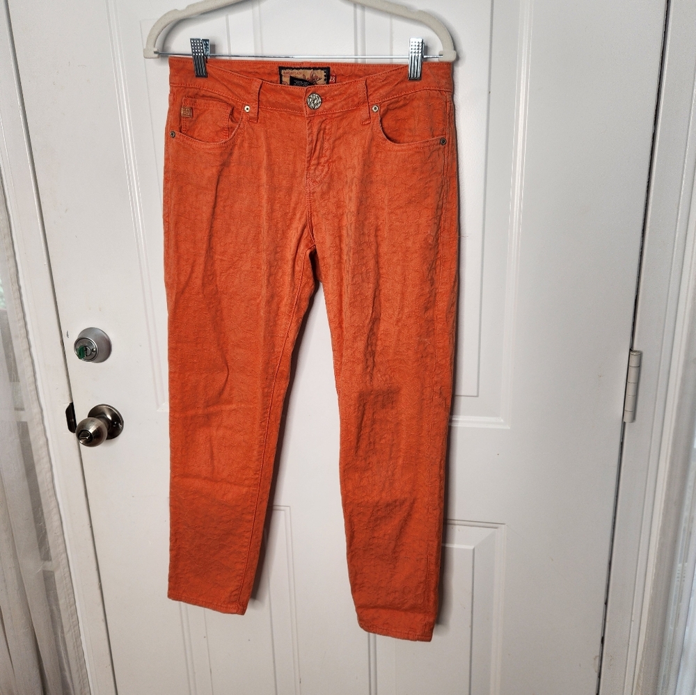 Dear John Raised Design Orange Skinny Jeans  Size 28